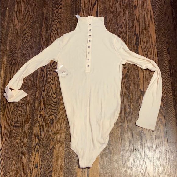 Free People Tops - NWT Free People Long Sleeve Cream Bodysuit